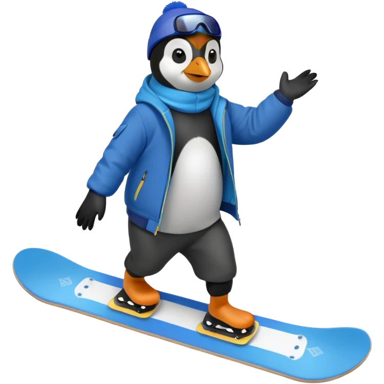 Snowboarder Penguin emoji