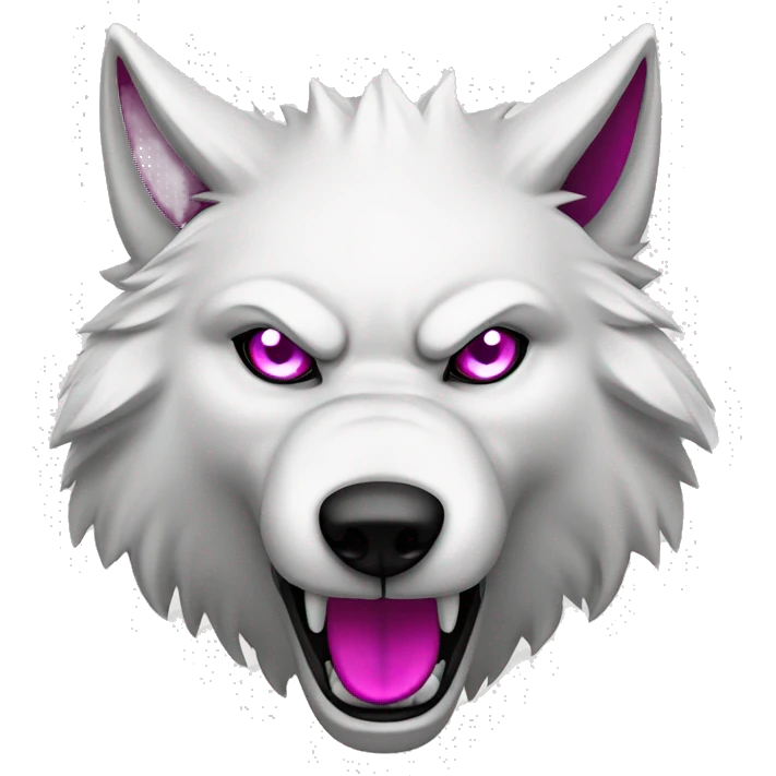 angry white wolf with  magenta eyes emoji