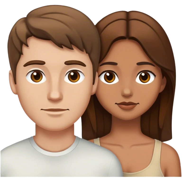 White man brown hair and tan girl brown hair couple  emoji