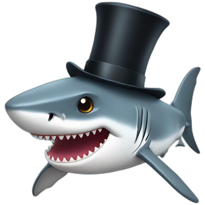 Shark with a top hat emoji