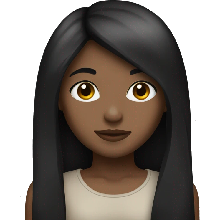Create a girl with black and straight hair, with brown eyes  emoji