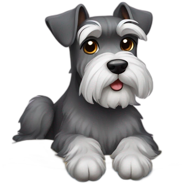 Schnauzer durmiendo en la cama emoji
