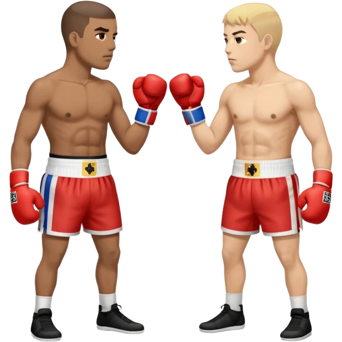 a sideways view of two boxers squaring up, one should have the flag of the HRE as his short while the other the Kingdom of Bohemia emoji
