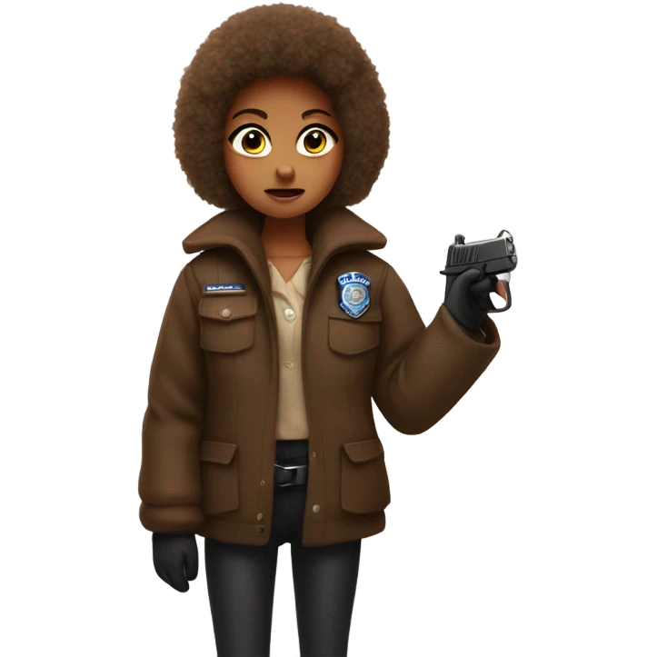 Girl in brown fur coat being arrested  emoji