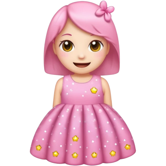 cute kawaii dress with happy smiling face and sparkles emoji style emoji