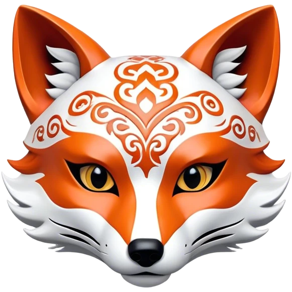 ​Cinematic Realistic Japanese Kitsune Mask, depicted as an intricately carved fox mask with flowing, delicate features and vivid traditional patterns, its mysterious eyes set against a softly blurred background that emphasizes its mystical allure and cultural significance, rendered with detailed textures and refined lighting, emoji