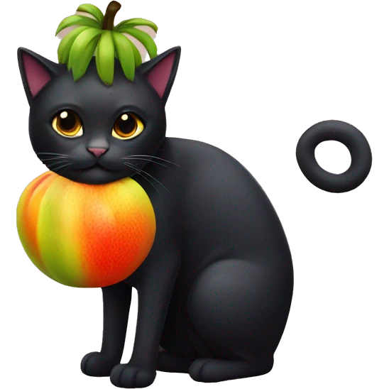 Black Cat wearing a fruit cornucopia hat emoji