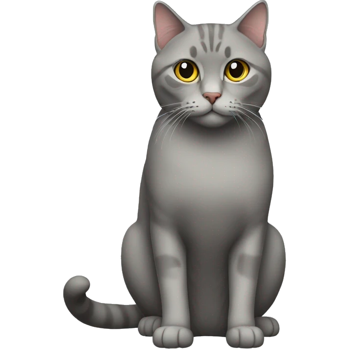Grey Scottish straight cat, full body emoji