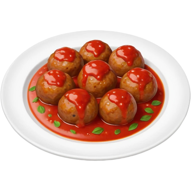 a plate of meatballs with tomato sauce, emoji style emoji