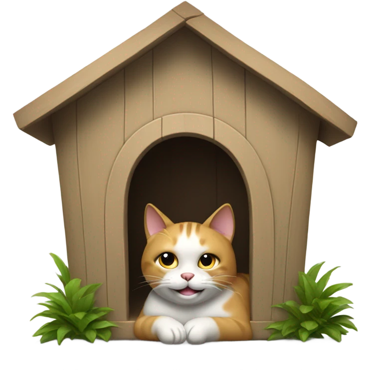 happy cat in a doghouse emoji