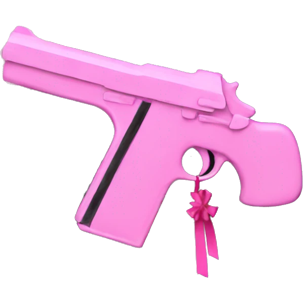 pink pistol with a pink ribbon emoji