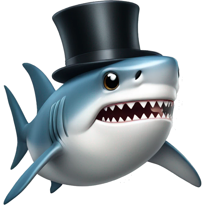 Shark with a top hat emoji