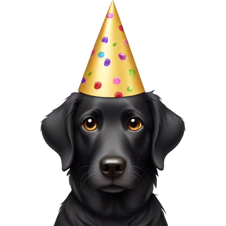 Black dog in party hat emoji