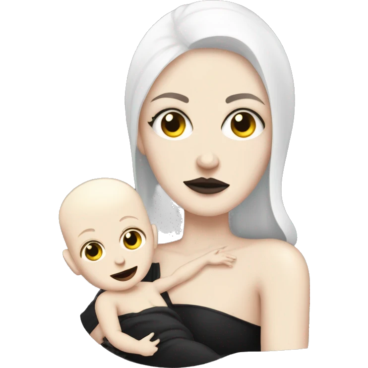 White skinned goth mum and her baby emoji