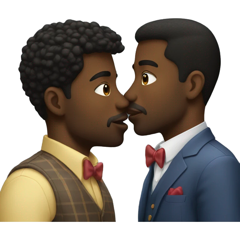 Two handsome black men kissing emoji