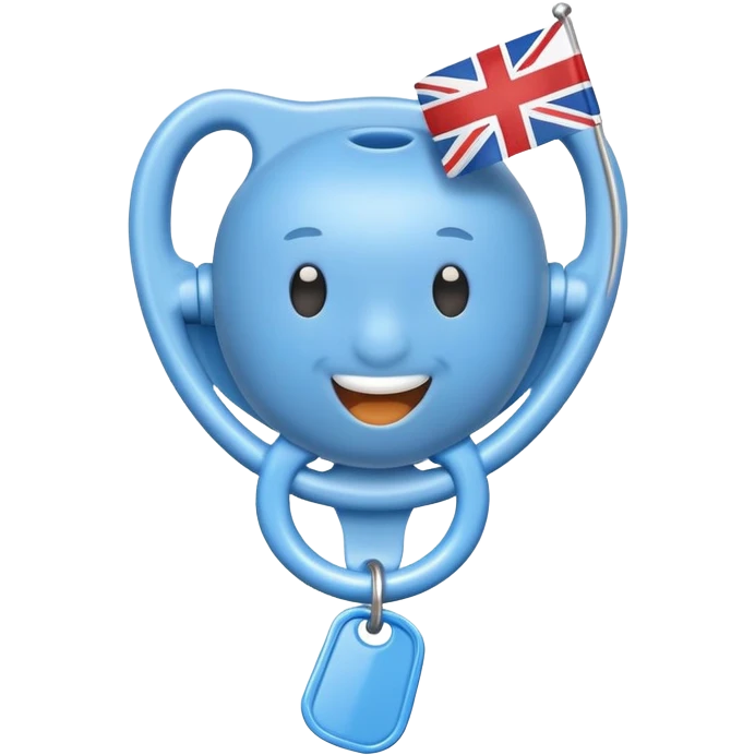 blue pacifier celebrating with flags emoji