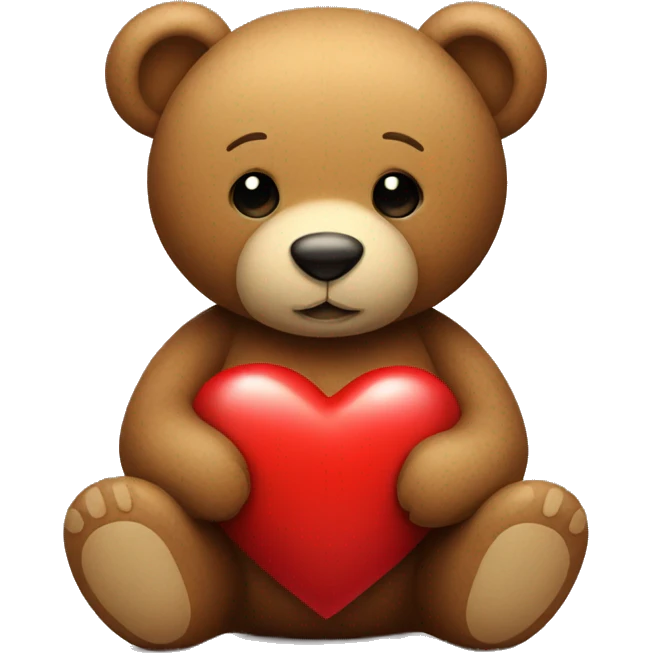 Teddy bear holding a red heart emoji