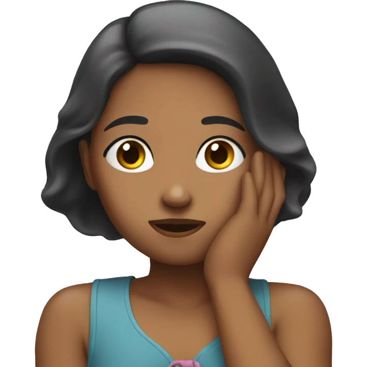 a girl sighing with a hand on the head emoji