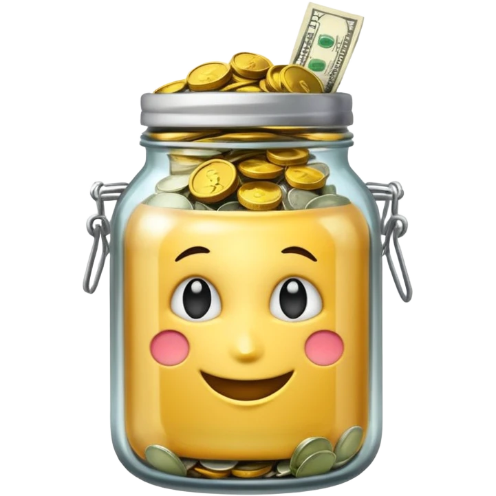 tip jar emoji style, simple with cash and coins emoji