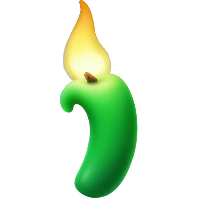 Green candle on a cats tail emoji