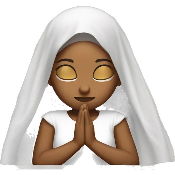 Caramel skin Girl praying for with white veil  emoji