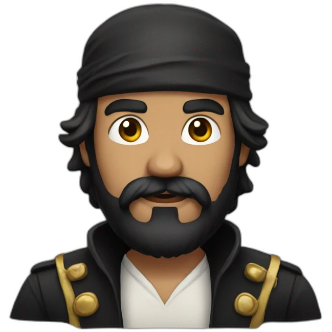 Black hair-Beard-pirate emoji