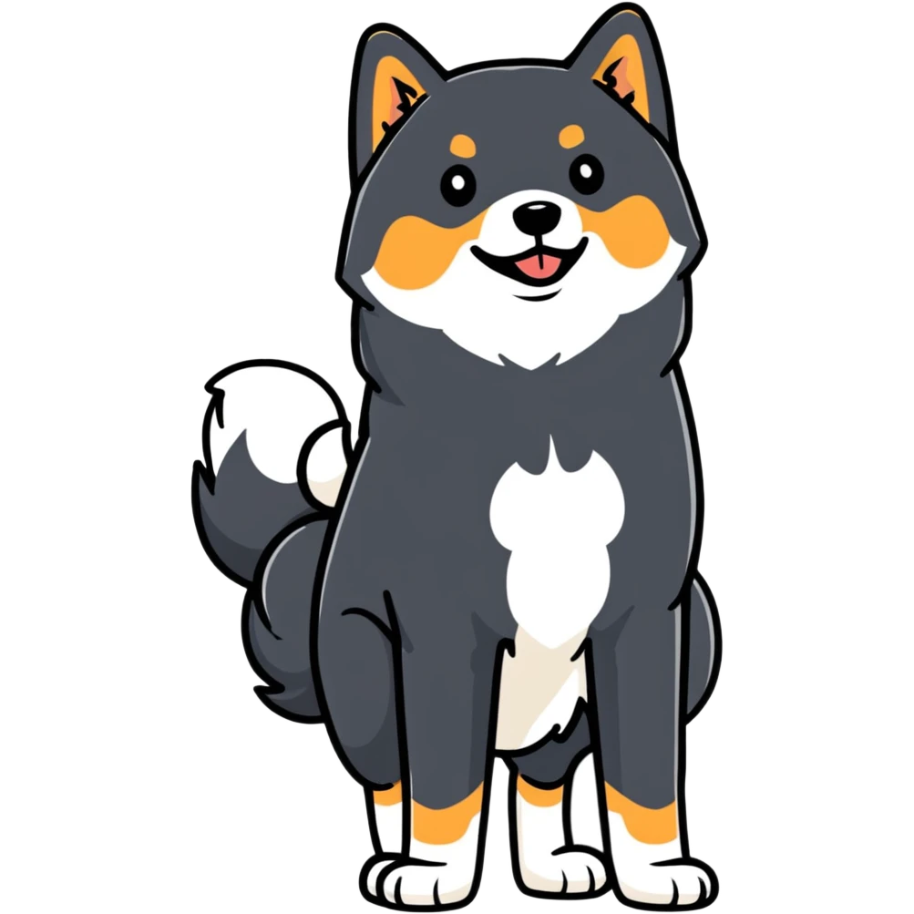 cute black Shiba Inu dog standing full body view emoji