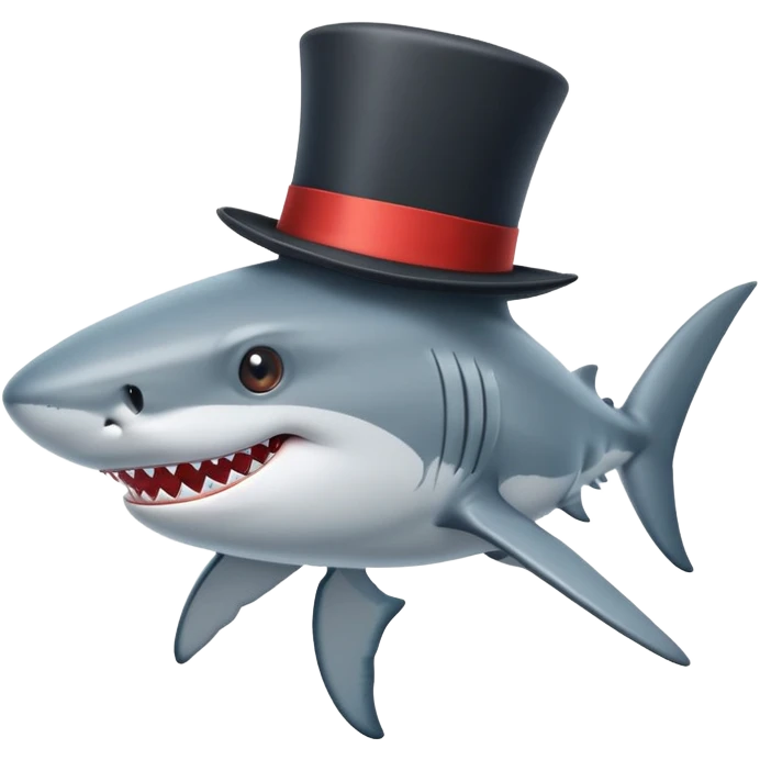 Shark with a top hat emoji