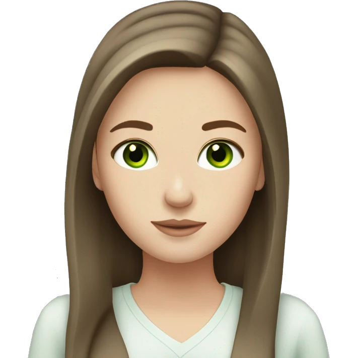 white girl with straight brown hair and green eyes emoji
