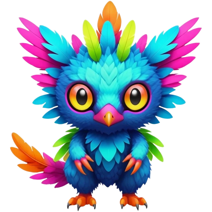 Tropical futuristic lush warm-colored modern colorful neon cyber-Fakémon-Digimon-Trico-creature emoji