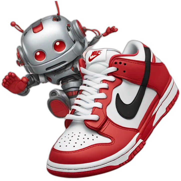 Robot in sneaker Nike dunk low red emoji