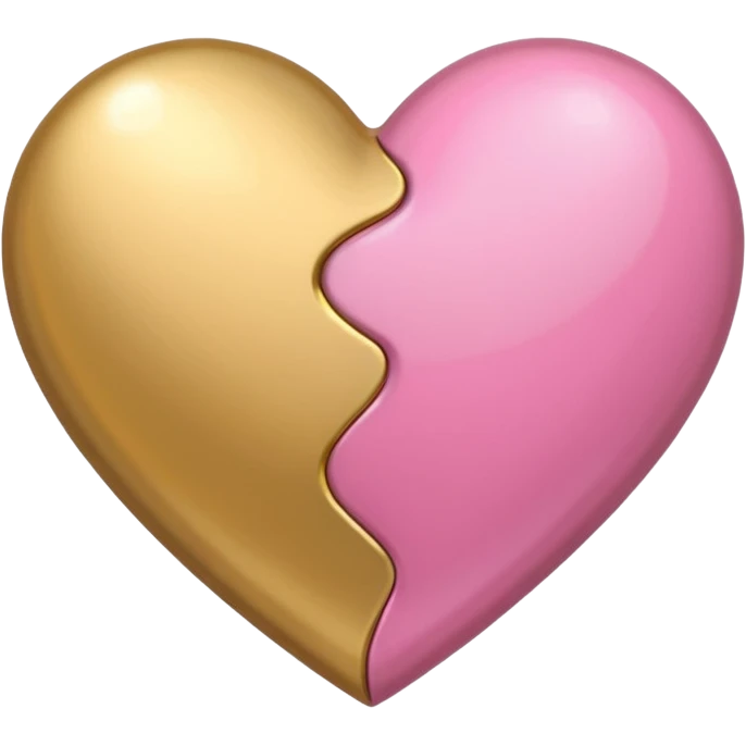 A half pink heart and half golden heart emoji emoji