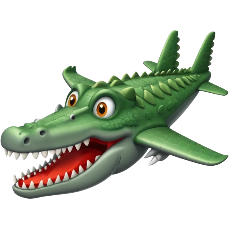 animated gray airplane with crocodile head emoji