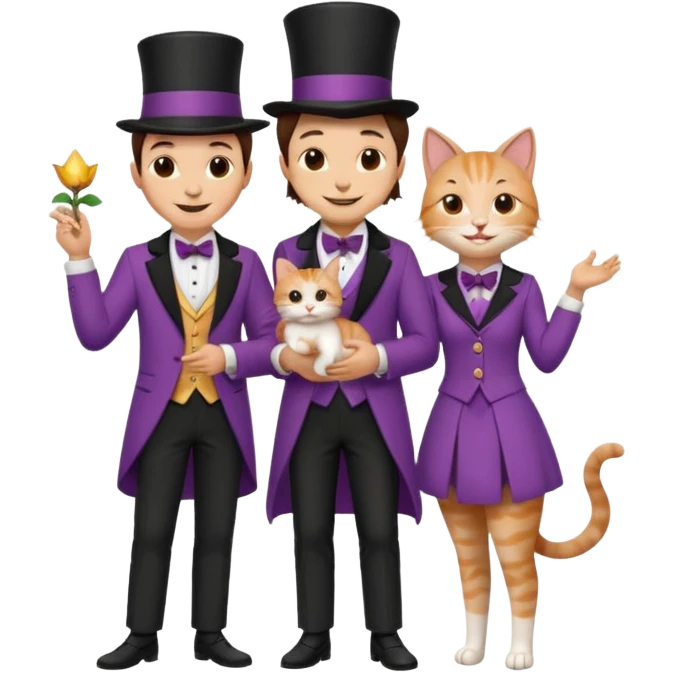 magician couple and their pet cat emoji