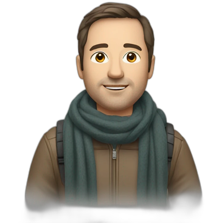 47 years old man with brown hair with grasses and scarf and on a wheelchair emoji