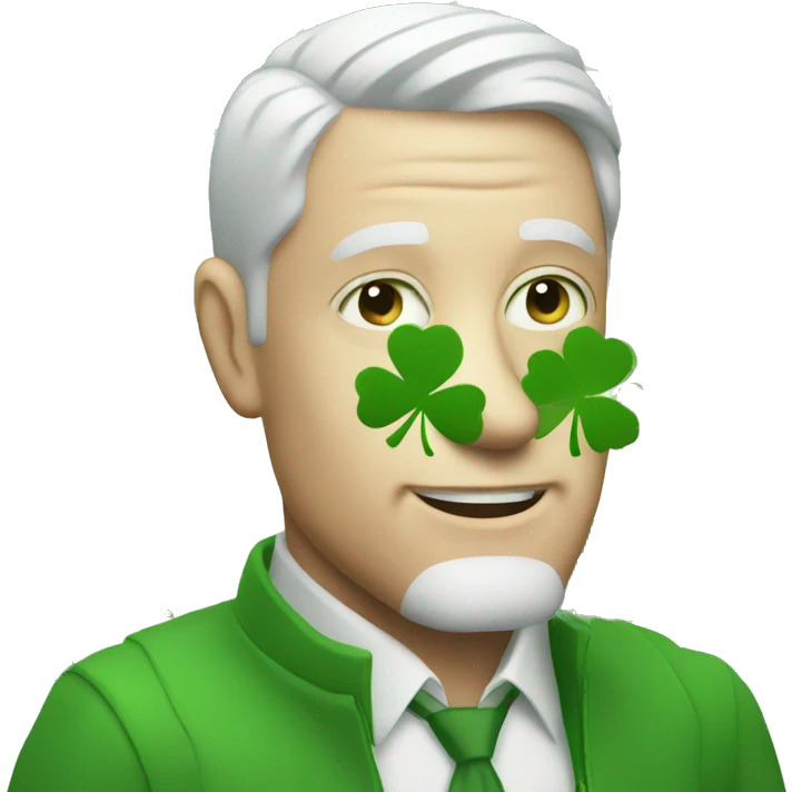 white man with four leaf clover emoji
