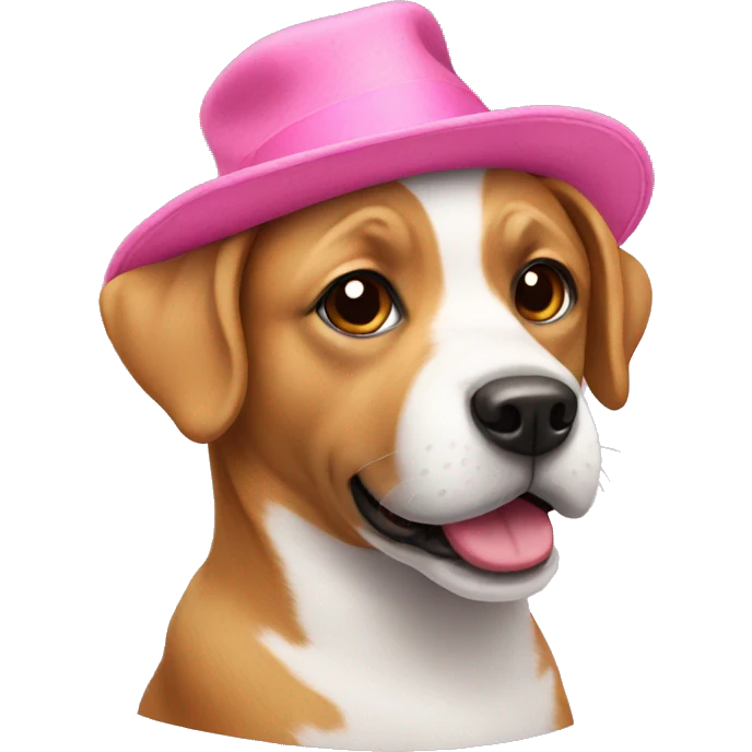 dog wearing a pink hat emoji