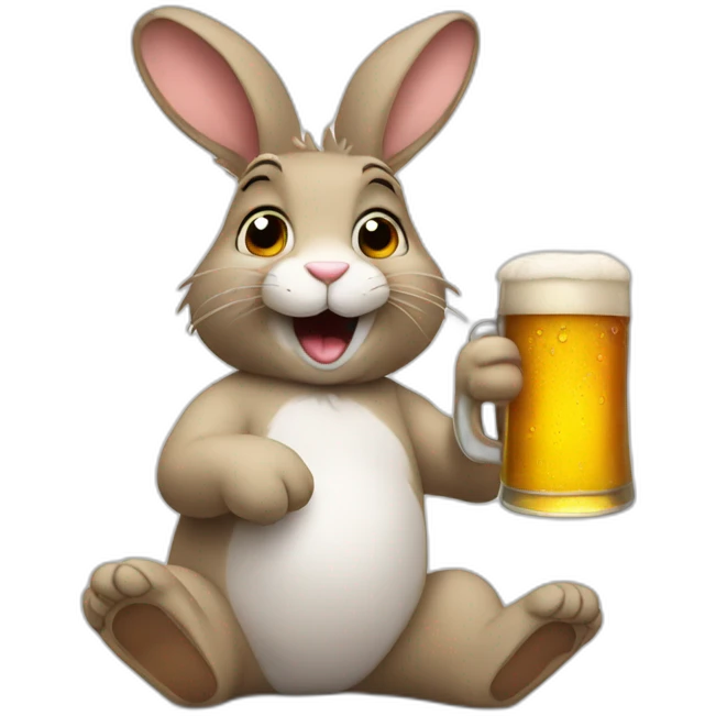 rabbit with a bottle of beer emoji