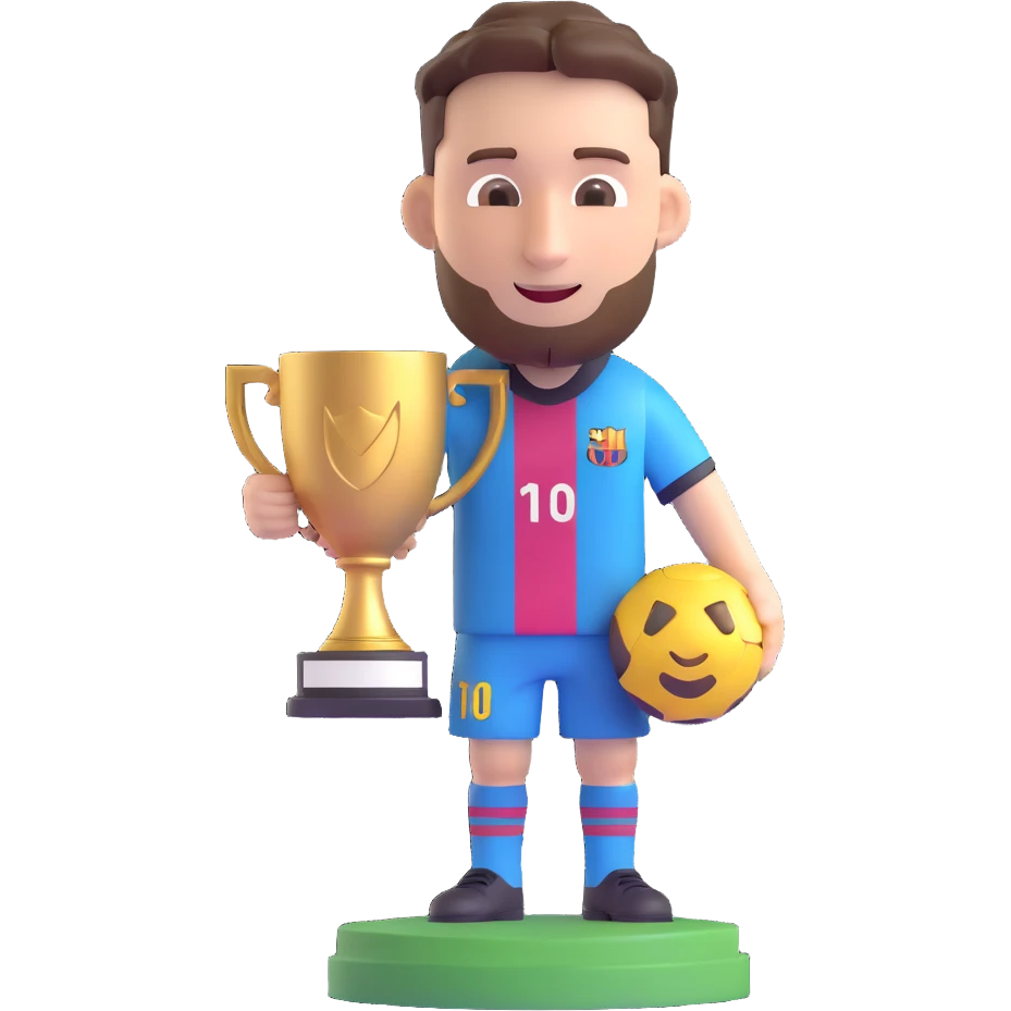 Messi holding a trophy, 3D emoji style emoji
