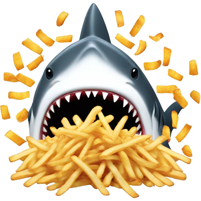 Shark eating 10000 French fries emoji