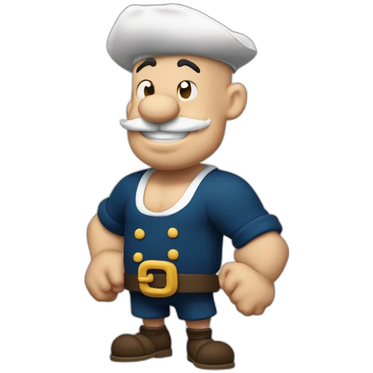 Popeye the Sailor show his left arm，no hat，full body emoji