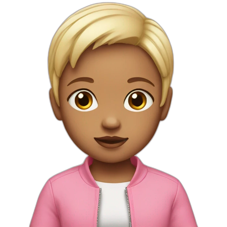 Baby girl with pink jacket short blonde hair emoji