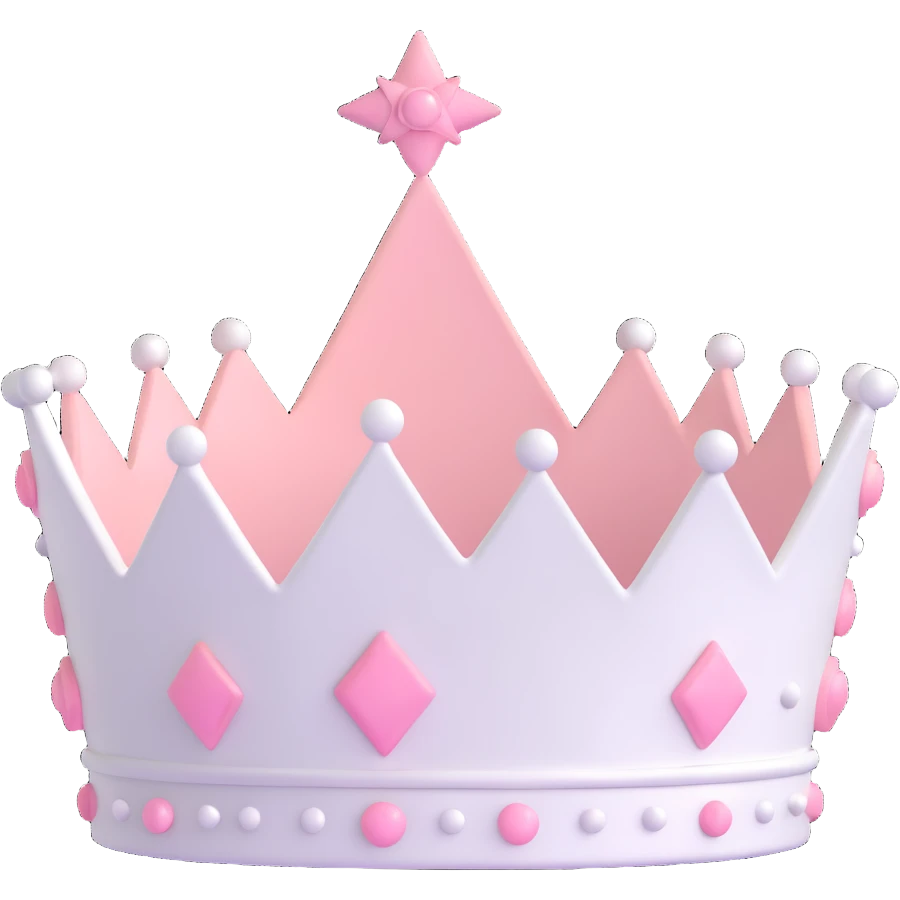 white and pastel pink crown emoji