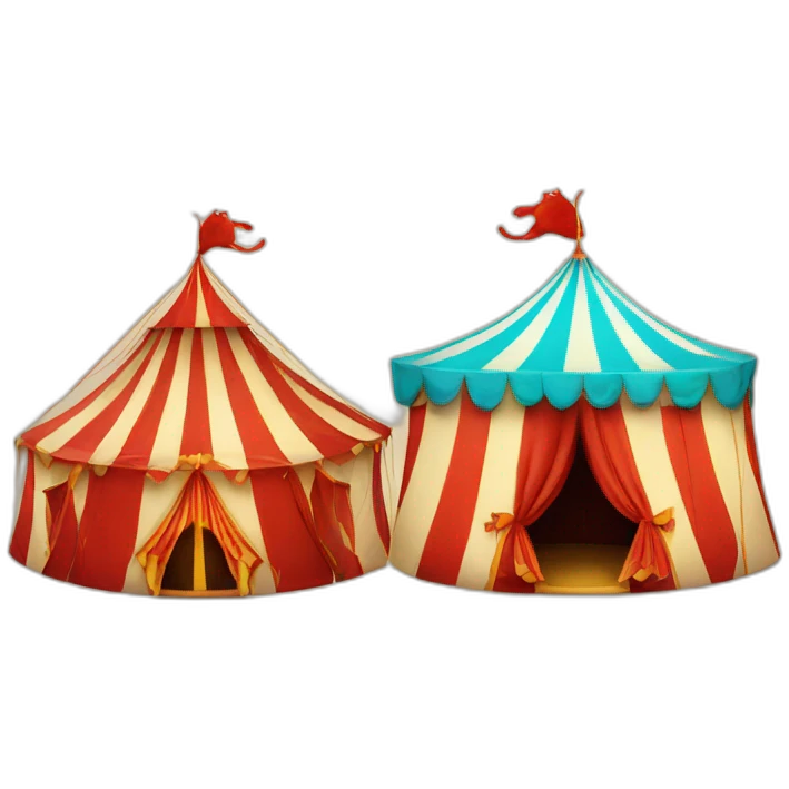 circus tent and one red cat  emoji