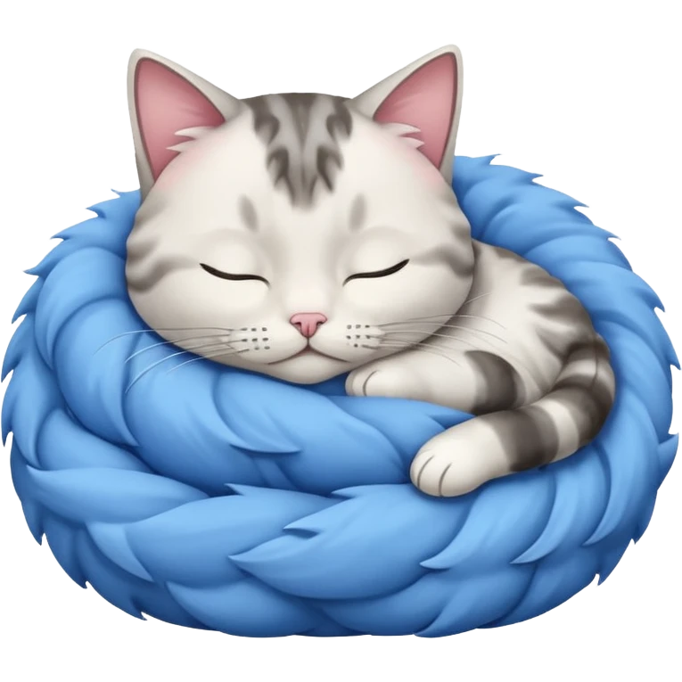 Curled Sleeping Cat blue emoji
