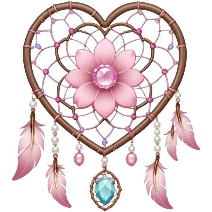 Sakura flower heart Cœur pastel suncatchers gemstones beadspearls crystals dreamcatcher emoji