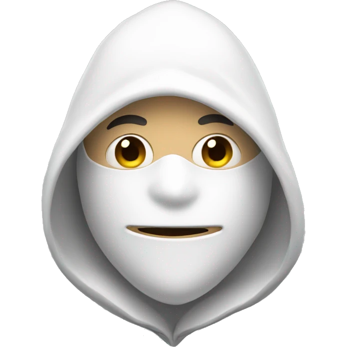 guy in white mask with pointy hood emoji