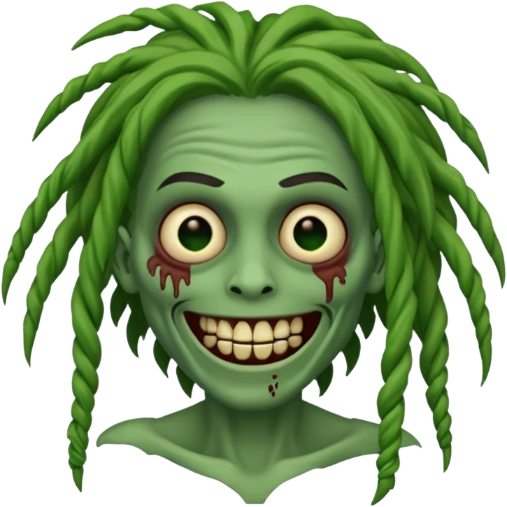 Make a image of a zombie with dreads make it like a emoticon not as sary emoji