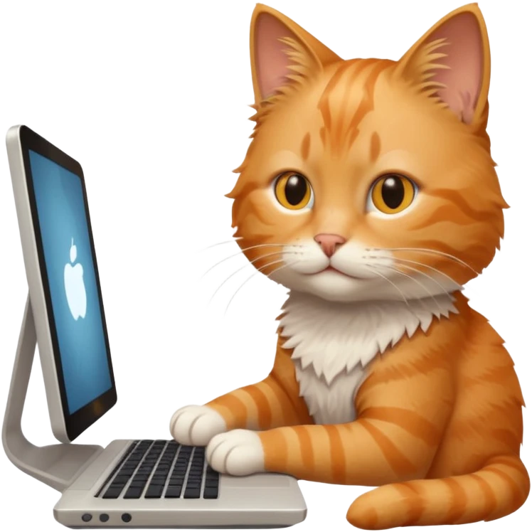 cat coding on computer emoji