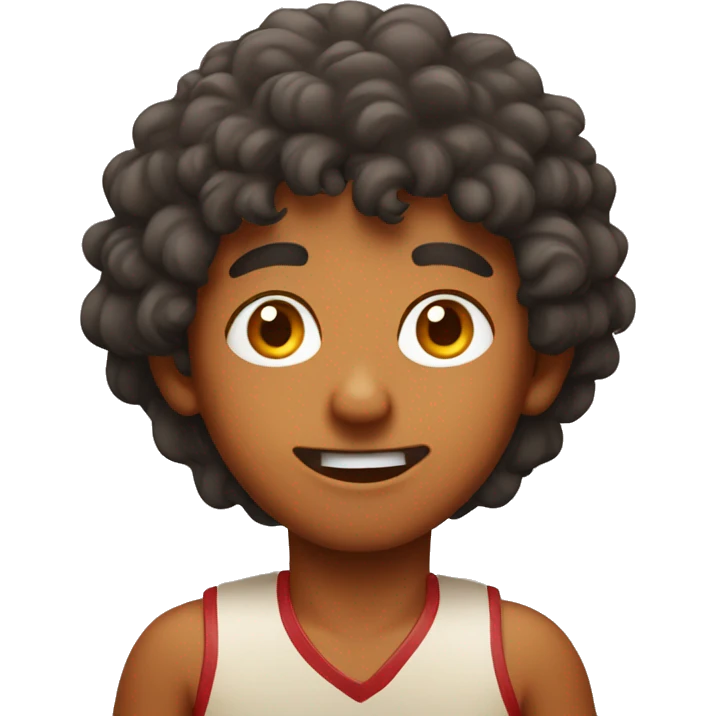 Indian boy with a faded perm eating red meat curry emoji